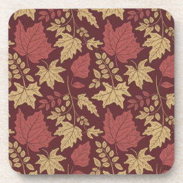 Herbst Rote Blätter Beige Burgund Untersetzer Set