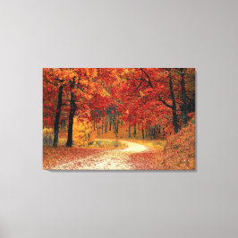 Herbst Rote Jahreszeit Landschaft gestreiften Canv Leinwanddruck