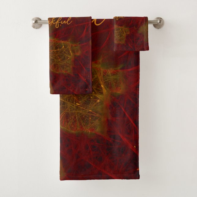 Herbst Rotes Gold Rustikale Elegante Ahorn Blätter Badhandtuch Set (Insitu)