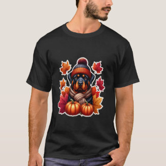Herbst-Rottweiler-Hund Kürbisblätter Besitzer Dank T-Shirt