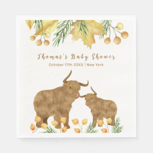 Herbst-Rustikal-Boho-Hochland-Kuh-Baby-Party Serviette
