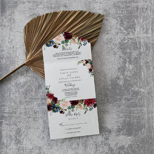 Herbst-Rustikal-Burgunder-Kalligrafie-Hochzeit  All In One Einladung