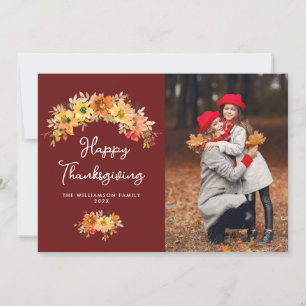 Herbst rustikal florale Happy Thanksgiving Karte