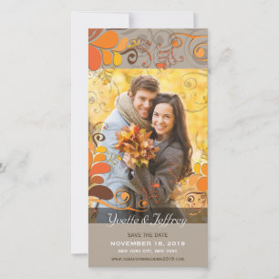 Herbst Rustikale Blätter Save the Date