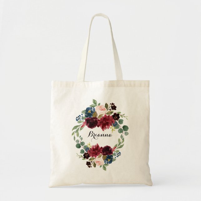 Herbst Rustikale Burgund Tote Tasche (Vorne)