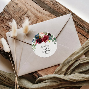 Herbst Rustikale Burgundy Babydusche Danke Runder Aufkleber