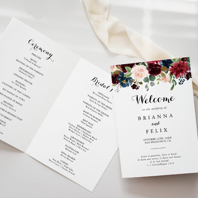 Herbst Rustikale Burgundy Kalligrafie geklappt Hoc Programm (Von Creator hochgeladen)