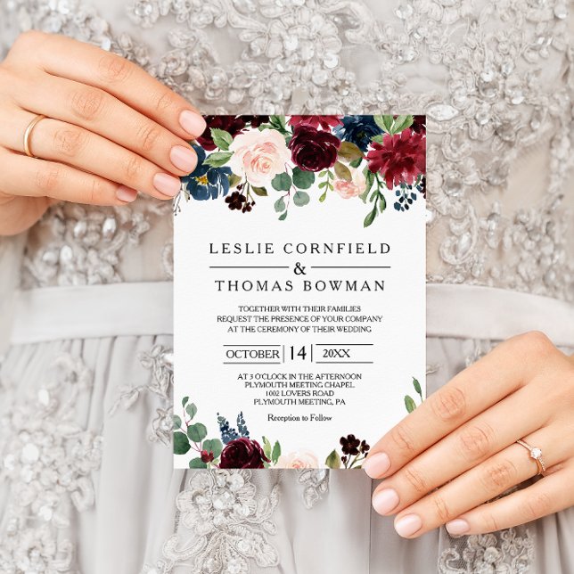 Herbst Rustikale Dazzling Burgund Hochzeit Einladung (Von Creator hochgeladen)