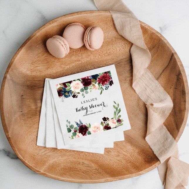 Herbst rustikale Dazzling Burgundy Babydusche Serviette (Von Creator hochgeladen)