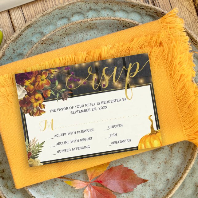 Herbst rustikale Ernte Stallholz Hochzeit RSVP Karte (Von Creator hochgeladen)