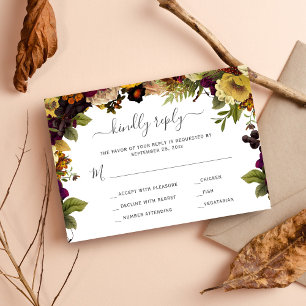 Herbst rustikale florale Hochzeitsantwort RSVP Kar Karte