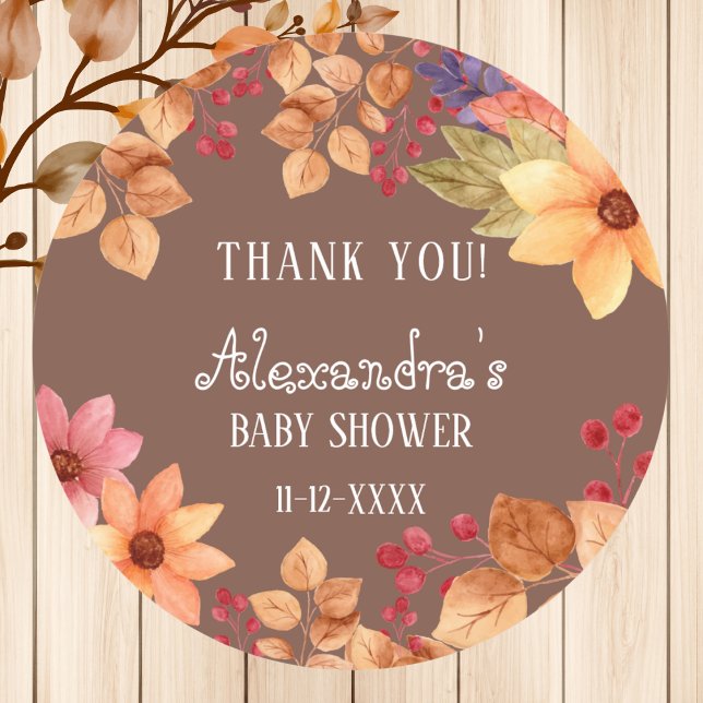 Herbst Rustikale Herbstdusche Danke Runder Aufkleber (Von Creator hochgeladen)