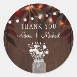 Herbst rustikale Hochzeit danke personalisiert Runder Aufkleber