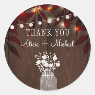 Herbst rustikale Hochzeit danke personalisiert Runder Aufkleber