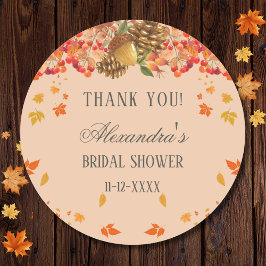 Herbst Rustikales Brautparty Vielen Dank Runder Aufkleber