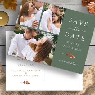 Herbst-Sage-Grün Foto Save The Date Ankündigungspostkarte