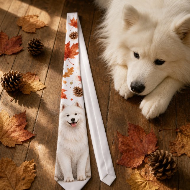 Herbst Samojede Wasserfarben Krawatte (Autumn Fall Samoyed Watercolor Tie)