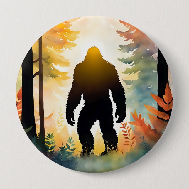 Herbst Sasquatsch Farbenfrohe Landschaft Button (Vorderseite)