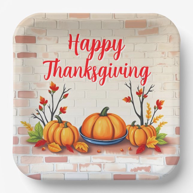 Herbst Schönes Popular Happy Thanksgiving Pappteller (Vorderseite)
