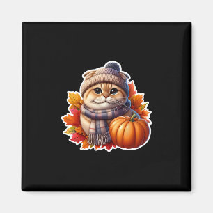 Herbst-Schottisch-Falt-Katze-Besitzer-Erntedank-M Magnet