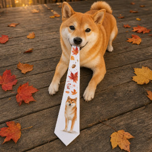 Herbst-Shiba-Inu-Aquarell-Krawatte Krawatte