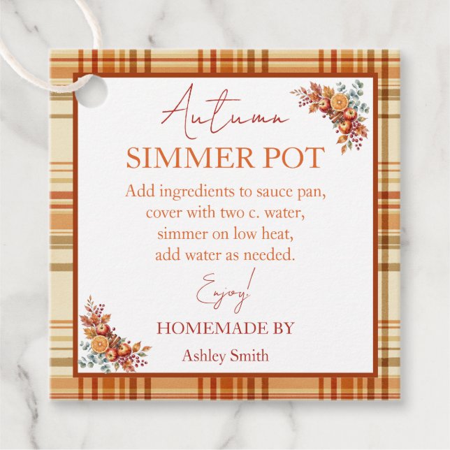 Herbst-Simmer-Topf-Stovetop-Potpourri Geschenkanhänger (Vorderseite)