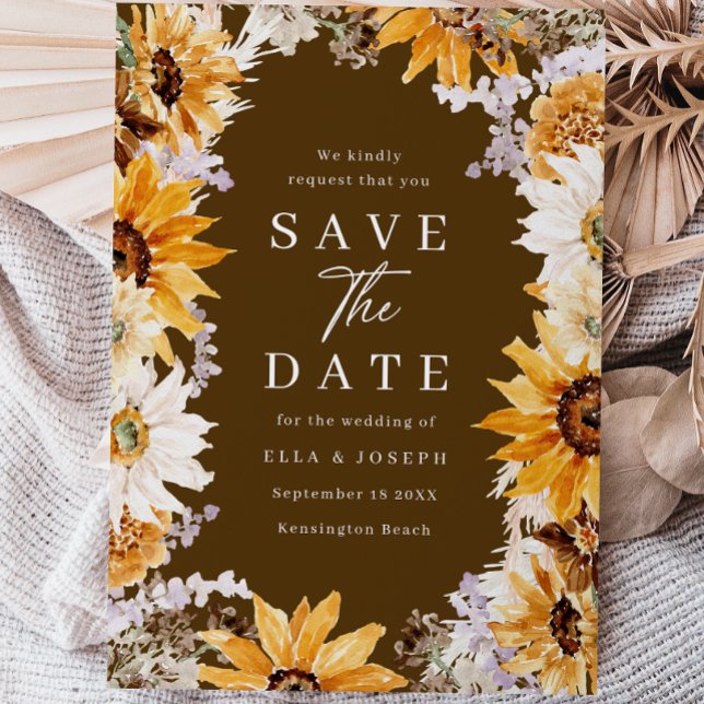 Herbst & Sommer Sonnenblumen Hochzeit Save The Date (Von Creator hochgeladen)