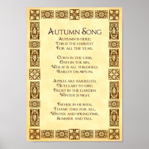 Herbst Song Erntedank Harvest Gedicht 10x14 Poster