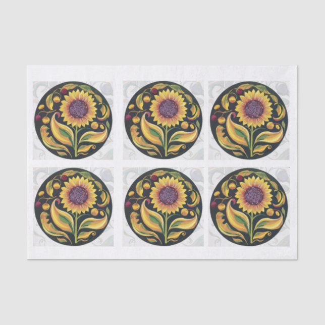 Herbst Sonnenblume, Folkloremedaillons zu teilen! Seidenpapier (Vorderseite)
