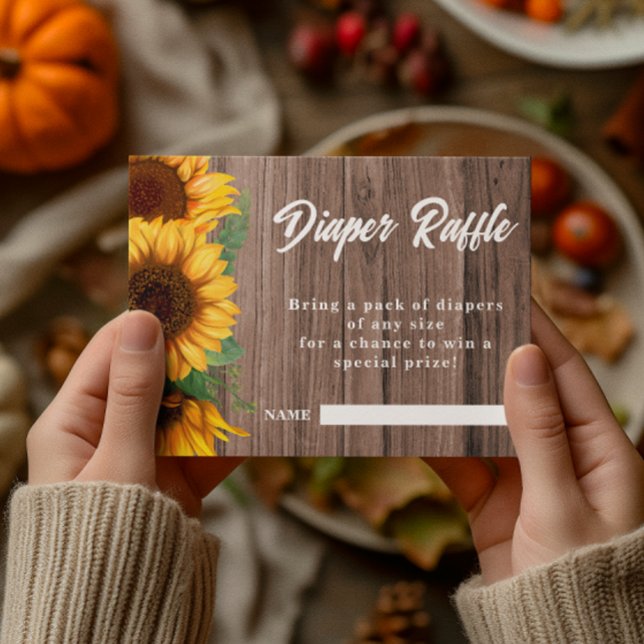 Herbst-Sonnenblume | Windel-Raffle Baby Shower  Begleitkarte (Von Creator hochgeladen)