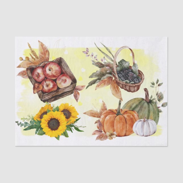 Herbst Sonnenblumen Erntedank Pumpkin Ernte Seidenpapier (Vorderseite)