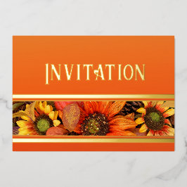 Herbst Sonnenblumen Florals Foil Einladung