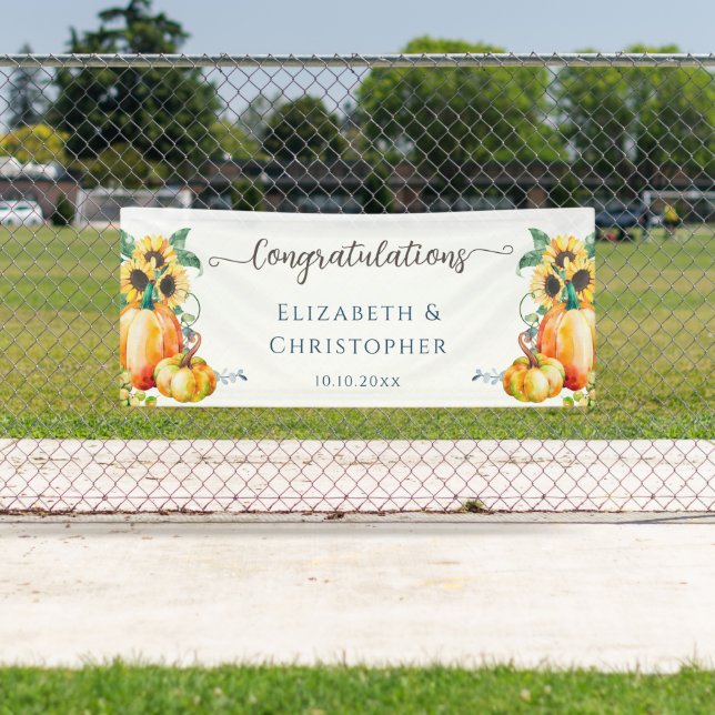 Herbst Sonnenblumen Herzlichen Glückwunsch Hochzei Banner (Insitu)