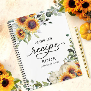 Herbst-Sonnenblumen-Kürbis-Brautparty-Rezeptbuch Notizbuch