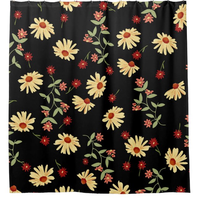 Herbst Sonnenblumen: Rot-Orange Harmonie. Duschvorhang (Vorderseite)