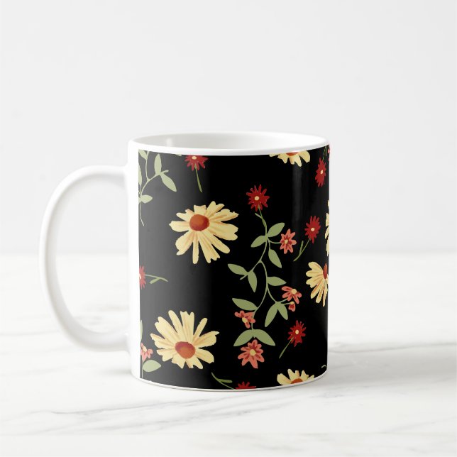 Herbst Sonnenblumen: Rot-Orange Harmonie. Kaffeetasse (Links)