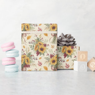 Herbst-Sonnenblumen-Sträußedruck-Wrap-Rolle Geschenkpapier