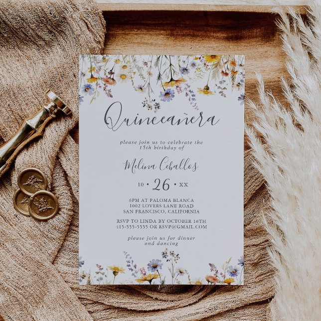 Herbst Sonnenschein Elegante Wildblume Quinceañera Einladung (Von Creator hochgeladen)