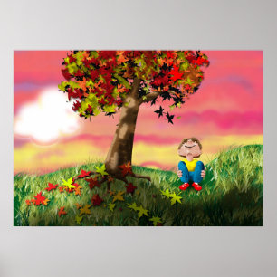 Herbst-Sonnenuntergang Poster