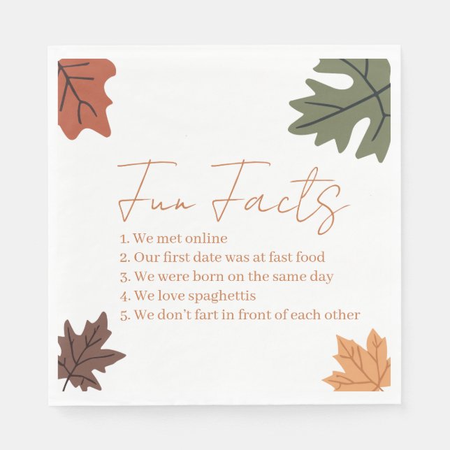 Herbst-Spaß-Fakten Hochzeit Serviette (Vorderseite)