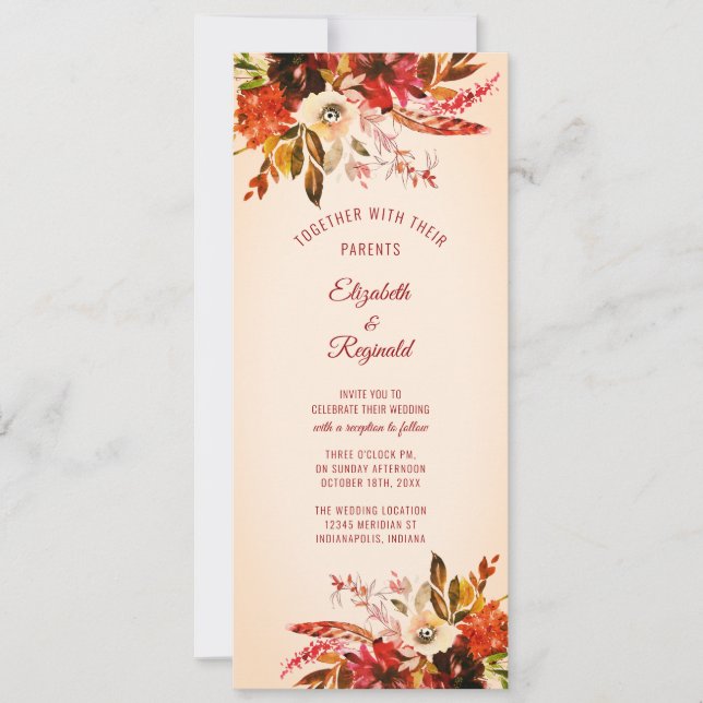 Herbst Splendor Aquarell Blumenalter Elfenbein Einladung (Vorderseite)