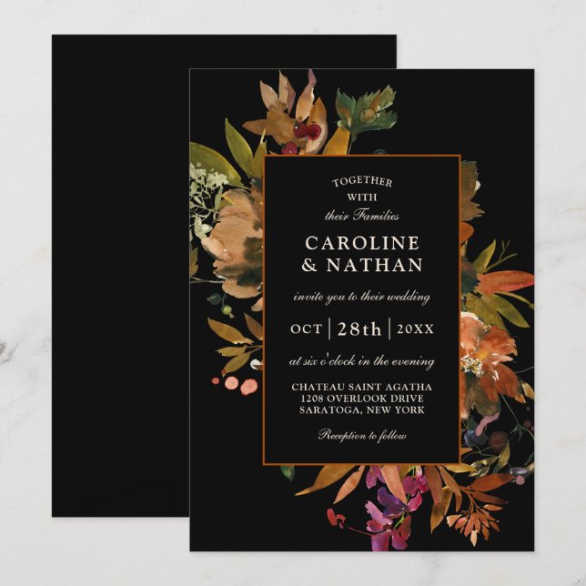 Herbst Splendor Floral Bouquet Einladung (Vorne/Hinten)