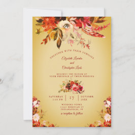 Herbst Splendor florale Golden Washed Wedding Einladung