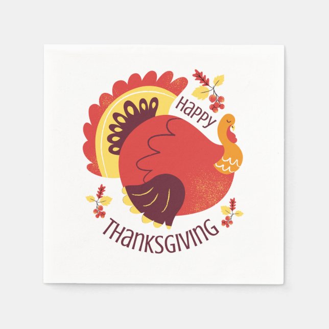 Herbst Stilisierte Sitzung Türkei Glückwunsch Than Serviette (Vorderseite)
