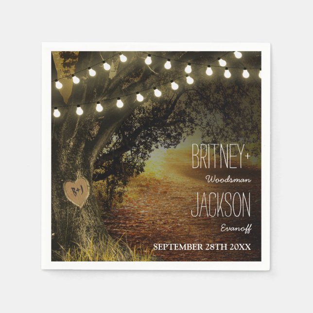Herbst String Lights Oak Tree Wedding Napkins Serviette (Vorderseite)