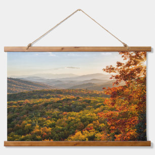 Herbst Sunset   North Carolina Wandteppich Mit Holzrahmen