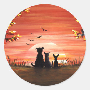 Herbst Sunset Runder Aufkleber