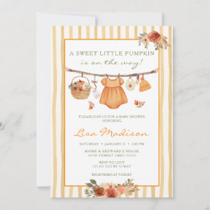 Herbst süße kleine Kürbis Wäscheleine Baby Shower Einladung