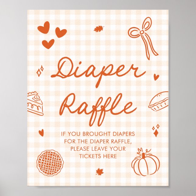 Herbst Süsse Pie Baby Dusche Windeln Raffle Game Poster (Vorne)