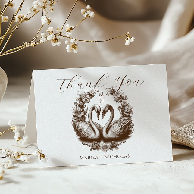 Herbst Swan Lake Wedding Dankeschön Karte (Romantic Thank You Card)